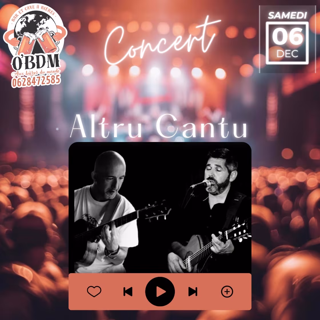 Affiche de 06-Décembre Concert Live avec L'Altru Cantu O'bdm!