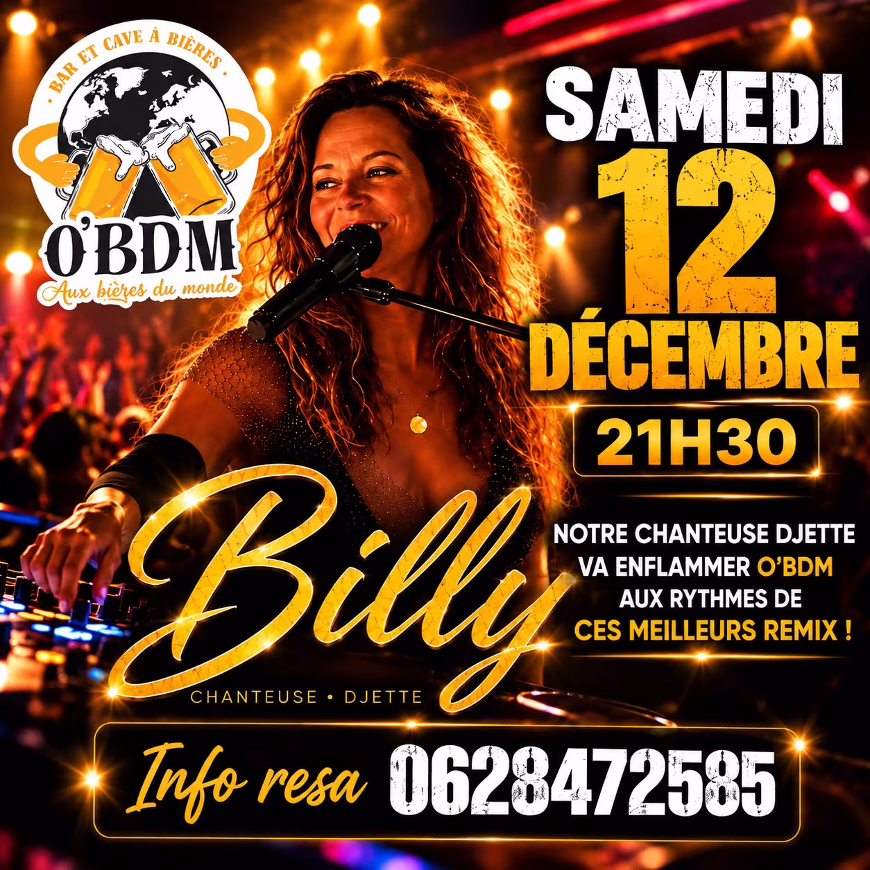Affiche de SOIRÉE BILLY — CHANTEUSE &amp; DJETTE