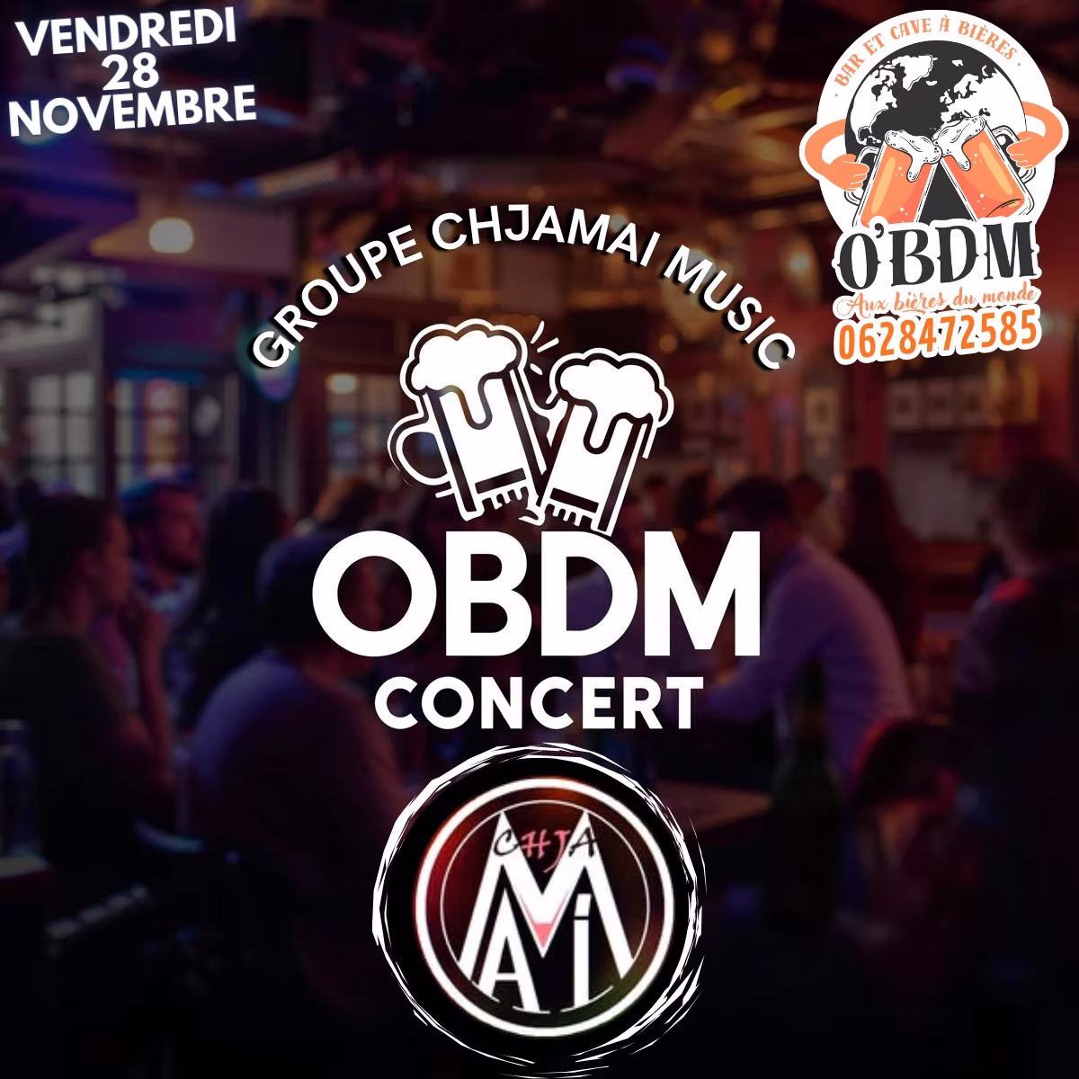 Affiche de Vendredi 28 Novembre Concert Live Chjamai Music